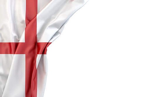 Flag of England in the corner on white background. Isolated, contains clipping path
