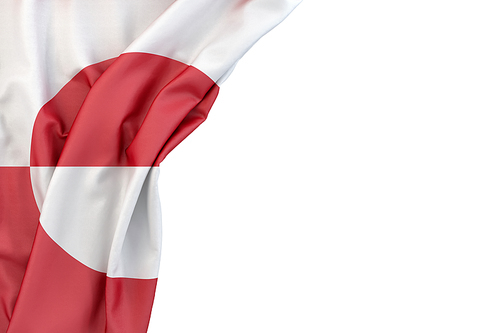 Flag of Greenland in the corner on white background. Isolated, contains clipping path