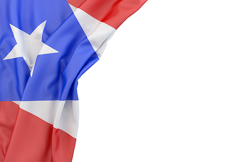 Flag of Puerto Rico in the corner on white background. Isolated, contains clipping path