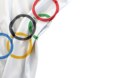 Olympics flag in the corner on white background. Isolated, contains clipping path