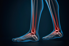 Arthritis of ankle. X-ray of foot. Lateral view