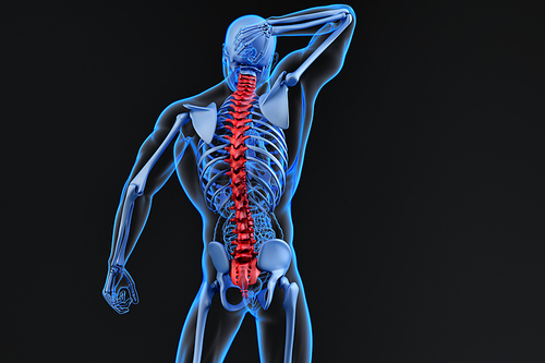 Spine pain, man with backache and ache in the neck