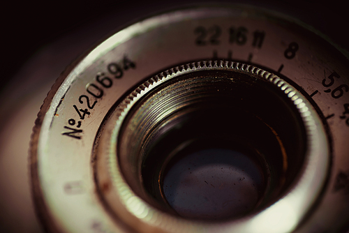 An old camera lens close-up