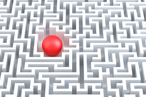 Red sphere in the center of the maze.