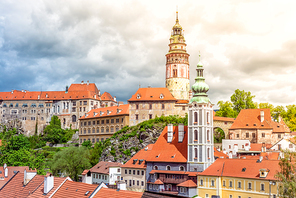 View of old Town Cesky Krumlov castle. South Bohemian Region, Czech Republic