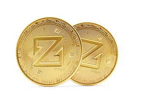 Golden ZCoin coins. 3D illustration. Isolated. Contains clipping path