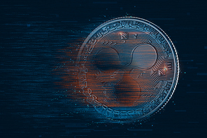 Digital Ripple coin. Cryptocurrency concept