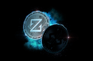 ZCoin coins glowing in the dark