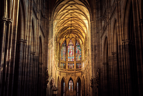 Interior of St. Vitus Cathedral. Prague, Czech Republic