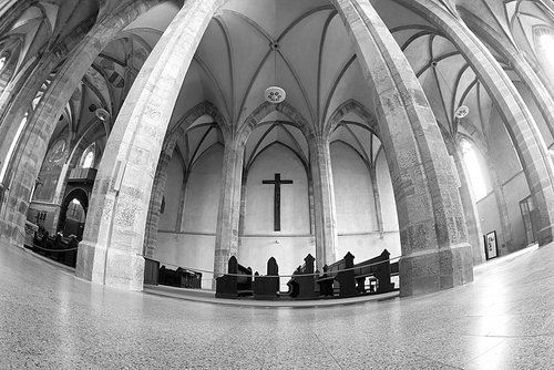 The nave of Emmaus monastery. Prague, Czech Republic. May 23, 2017