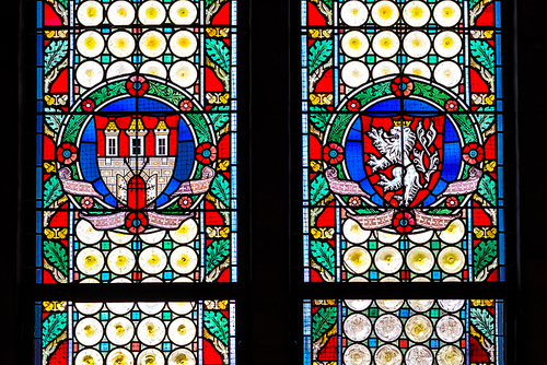 Stained Glass Window in the Powder Tower. Prague. Czech Republic