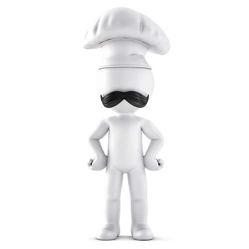 3d chef. 3D illustration. Isolated on white background