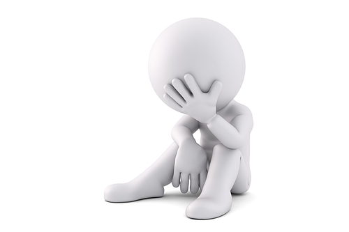 Sad guy. 3D illustration. Isolated over white background