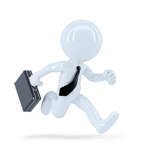 Running businessman. Isolated. Contains clipping path