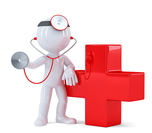 Doctor with stethoscope. Isolated. Contains clipping path