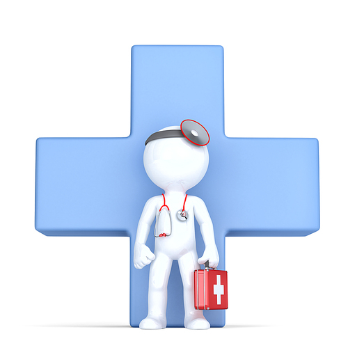3d Doctor. Isolated, contains clipping path.