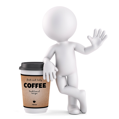 Coffee time. 3D illustration. Isolated on white background