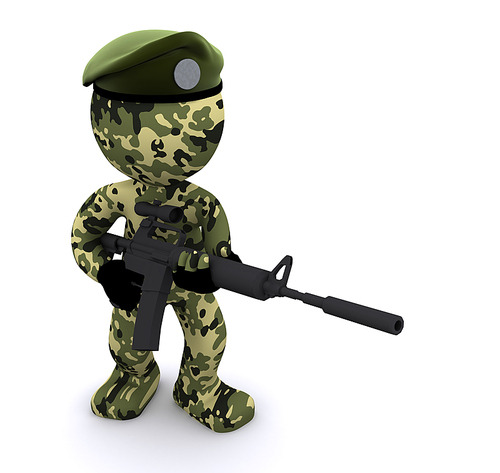 3d soldier isolated on white