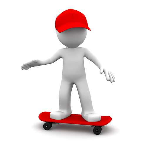 3D skateboarder. Isolated on white background