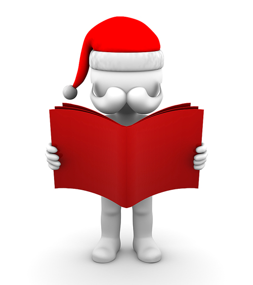 3d Santa with big red book