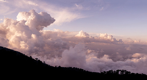 Cloudscape over Troodos mountains. Cyprus. Panorama
