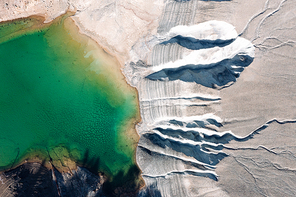 Overhead view of artificial Almirolivado Lake at Amiantos mines. Limassol District, Cyprus