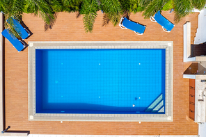 Overhead view of empty swimming pool