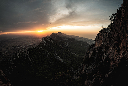 The Kyrenia Mountain Range at sunset. Kyrenia district, Cyprus