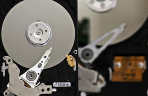 Three opened Hard drives isolated on white background
