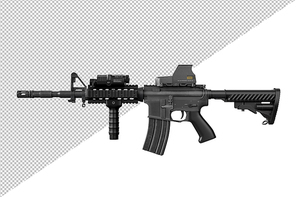 Assault rifle side view. Isolated. 3D Rendering