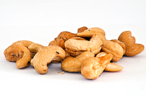 Cashew nuts isolated on the white background