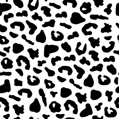 Seamless pattern with black jaguar leopard animal skin print texture fur on white background. Safari fauna vector illustration in flat style for textile fabric