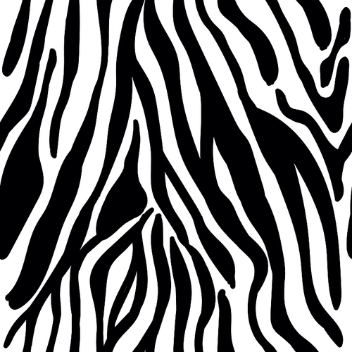Seamless pattern with black zebra animal skin striped  texture fur on white background. Safari fauna vector illustration in flat style for textile fabric