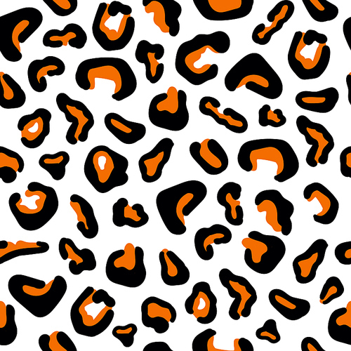 seamless pattern with  jaguar leopard animal skin  texture fur on white background. safari fauna vector illustration in flat style for textile fabric