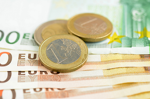 Money, Euro currency (EUR), bills and coins