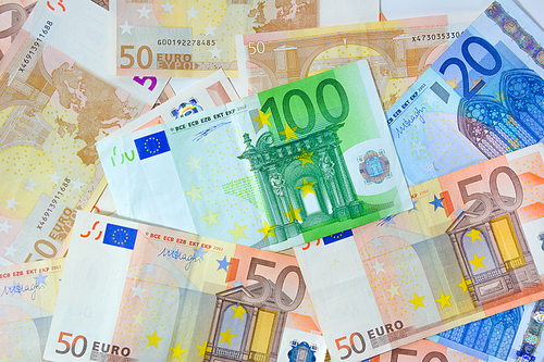 Money - Euro currency (EUR) bills as background