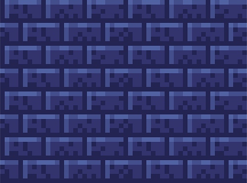 Pixel brick wall seamless pattern. Brick wallpaper stone, decoration texture wall, square pixel backdrop for video game. Vector illustration