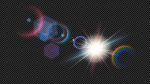 Horizontal sun rays and spotlight. Colorful glowing light explosion isolated on transparent. Colorful effect with beam. Shining bright flash. Special lens light effect realistic vector illustration