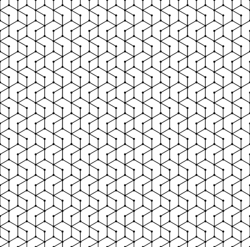 Hexagon seamless pattern. Monochrome geometric polygon grid dotted hexagonal geometry lines endless fabric or paper vector texture abstract background