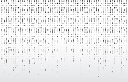 Digital binary code. Computer matrix data falling numbers, coding typography and codes stream gray. Cyberspace stream matrix monitor abstract coding or coded vector background illustration