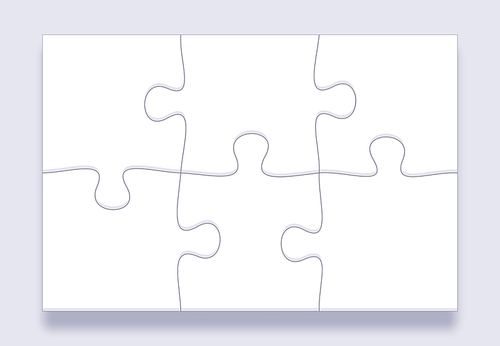Jigsaw tiles. Puzzles grid, jigsaws details and connected puzzle pieces marketing business communication concept. Team compare metaphor vector template