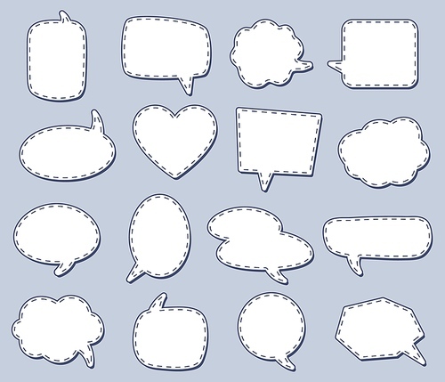 Steach speech bubbles for talk conversation, dialog different simplicity, creative gossiping drawing badge and label. Vector illustration