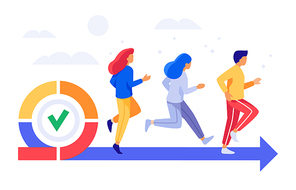 Agile development team. Professional business teamwork, flexible management and workflow projects plan. Software design working collaboration, business manager planning board vector illustration