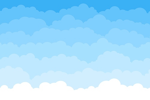 abstract seamless cartoon background with blue sky and clouds. summer fluffy sleep cloud wallpaper. flat dream white clouds vector . heaven with cumulus, beautiful cloudscape