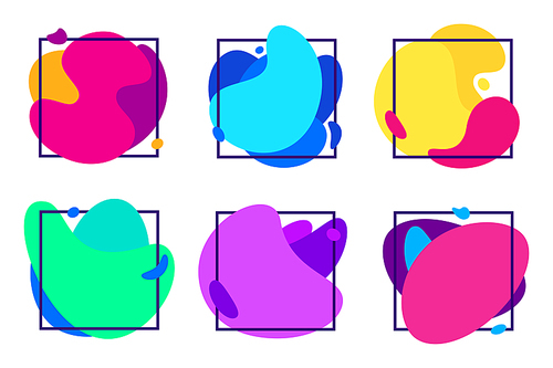 Blur gradients shapes. Organic fluid frame, futuristic colorful gradient liquid frames and blurred free form. Abstract gradients texture vector illustration isolated icons set