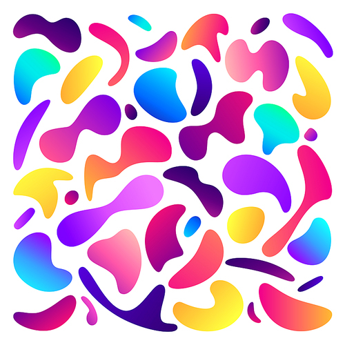 colorful fluid shapes. liquid doodle shape, abstract splash gradients and vaporwave 3d hologram design . dynamic wave or fluid gradient. vector isolated sybmols illustration set