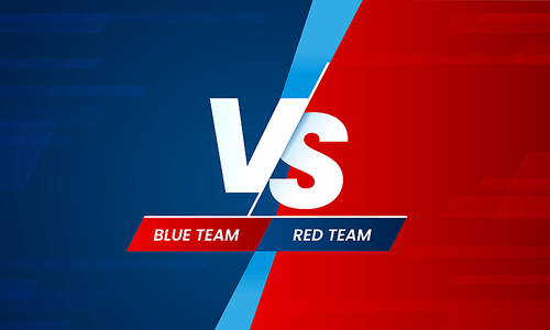 vs screen. vs battle headline, conflict duel between red and blue teams. confrontation fight competition. boxing martial arts mma fighter match vector background template