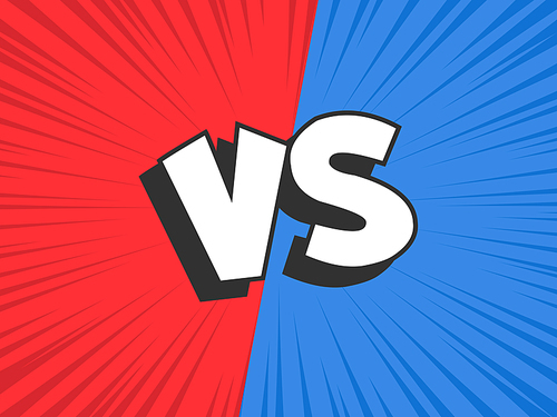 vs compare. red vs blue battle conflict frame, confrontation clash and fight comic duel banner. opposite sports challenge comics book cartoon vector illustration background