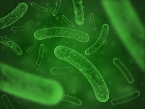 Bacteria biological concept. Micro probiotic lactobacillus green microorganism or ebola microscopic influenza cell, biology micro probiotics hiv virus. Salmonella scientific abstract background