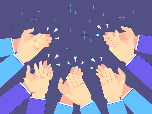 Applause hands. Hand claps, applauding congratulations and success clapping. Cheering or celebrating clapping person, appritiate business audience applaud clap expression vector illustration